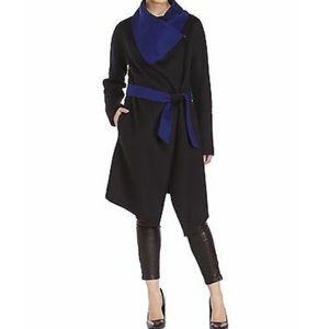 DIANE VON FURSTENBERG 2-TONE WOOL-BLEND WRAP COAT